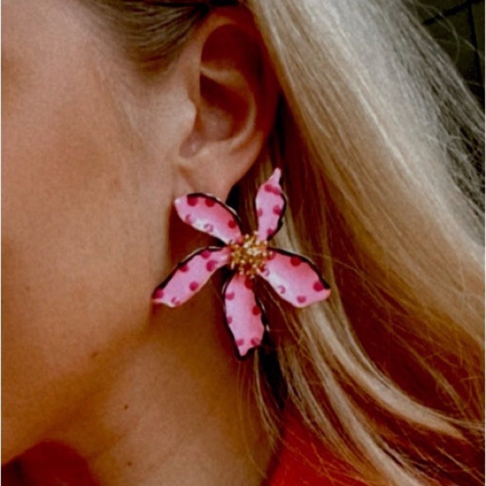 ✨3for$38 New Zara Enamel Floral Earrings ~ Floreat Statement Earrings - Picture 6 of 16